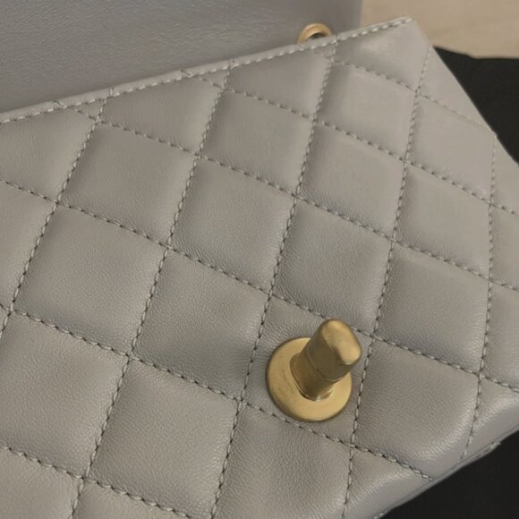 Chanel 21B Classic Mini Square Pearl Crush Lambskin Quilted Flap Bag, Gray, NIB - Picture 10 of 16